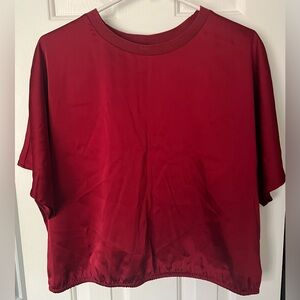 ♥️♥️Burgundy♥️♥️ Silky Cropped Dress Blouse | NWT Size XL